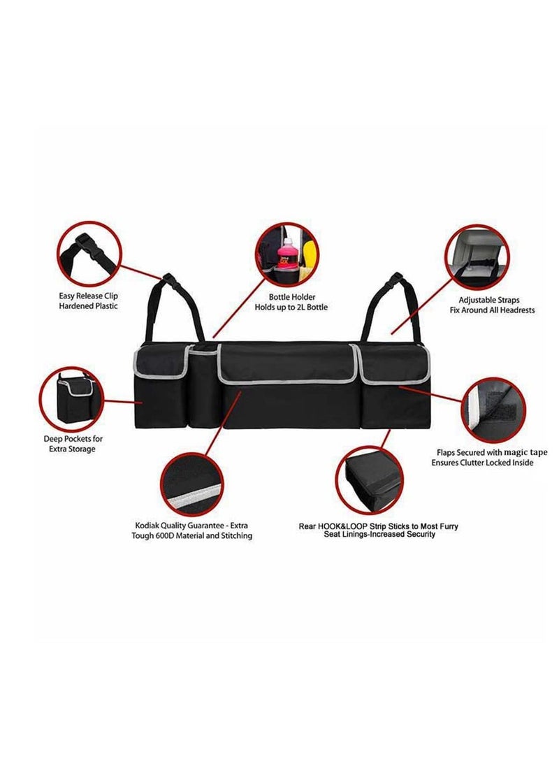 BLOOMING TIME 90cm Black Oxford Car Seat Back Backseat Storage Trunk Organizer Box Bag  - Image 2