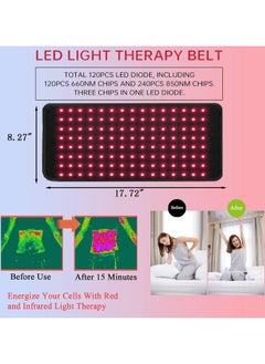 General Red light therapy belt device for body pain lumbar, infrared wearable pads deep therapy wrapped with timer, best gift for women  - Image 5