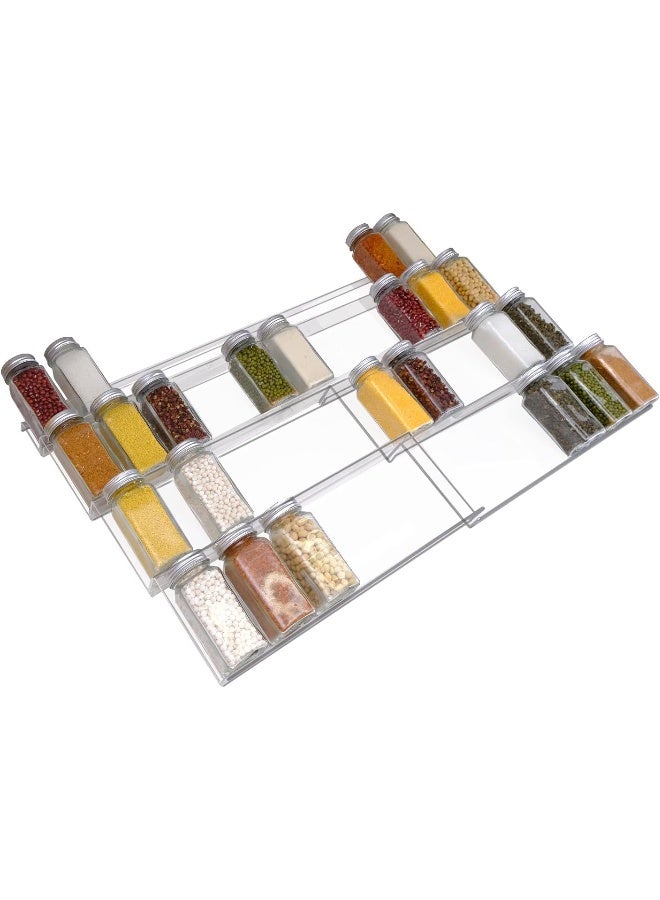 TPGP Adjustable Expandable Acrylic Spice Rack for Drawer - 4 Tier Spice Drawer Organizer - Spice Organizer for Drawer - Seasoning Rack Drawer Organizer 13.2" to 26.4", 2 Pack Clear - Image 1
