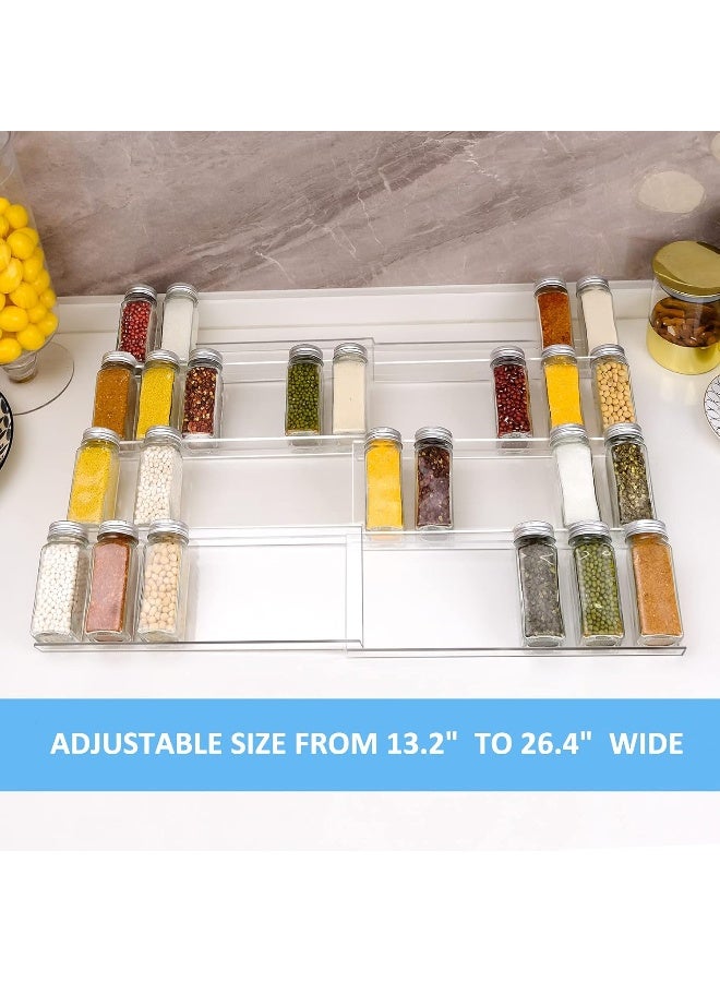 TPGP Adjustable Expandable Acrylic Spice Rack for Drawer - 4 Tier Spice Drawer Organizer - Spice Organizer for Drawer - Seasoning Rack Drawer Organizer 13.2" to 26.4", 2 Pack Clear - Image 2