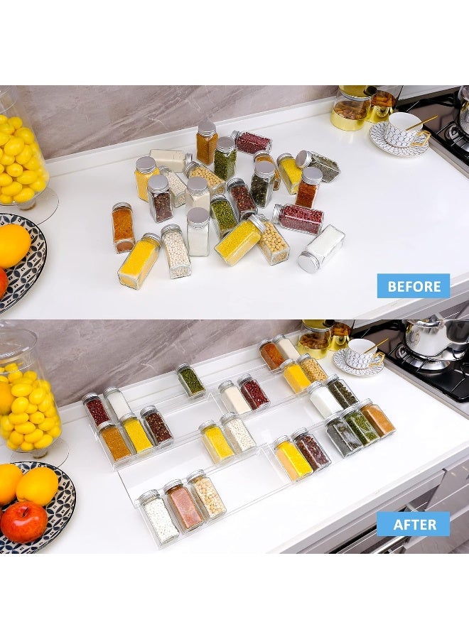 TPGP Adjustable Expandable Acrylic Spice Rack for Drawer - 4 Tier Spice Drawer Organizer - Spice Organizer for Drawer - Seasoning Rack Drawer Organizer 13.2" to 26.4", 2 Pack Clear - Image 4
