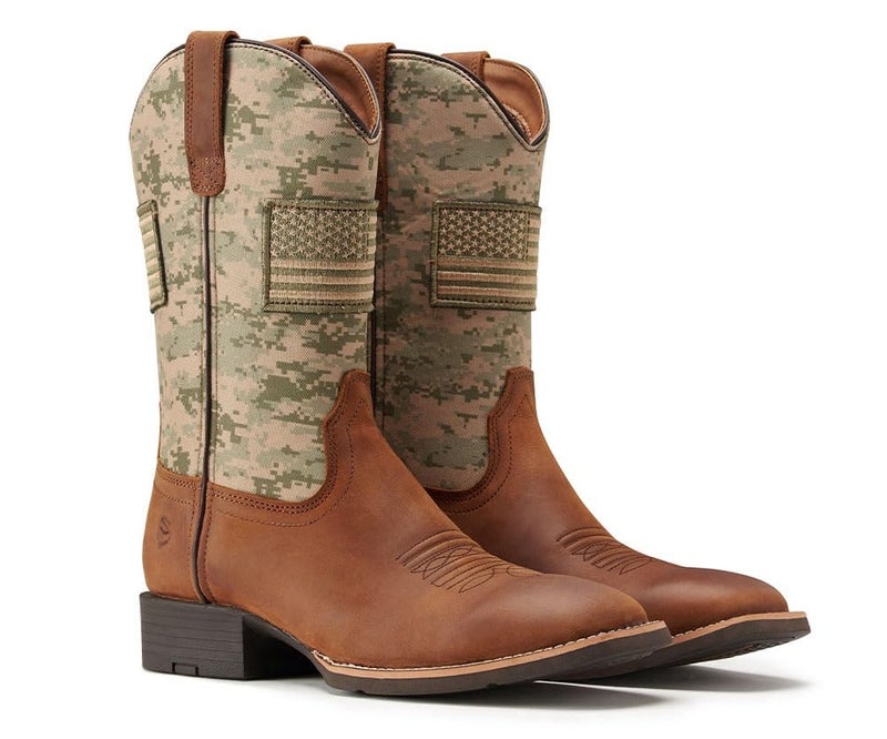 SUREWAY Cowboy Boots For Men - Mens Square Toe Western Boot With Flag,Oil/Slip Resistant,Durable Fashionable Classic Pull on 10 Inch Boots - Image 5