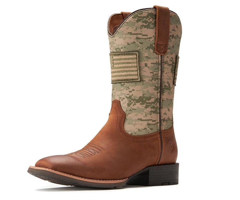 SUREWAY Cowboy Boots For Men - Mens Square Toe Western Boot With Flag,Oil/Slip Resistant,Durable Fashionable Classic Pull on 10 Inch Boots - Image 1