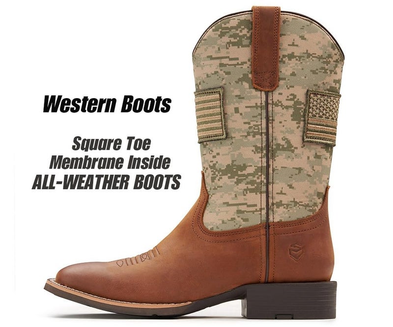 SUREWAY Cowboy Boots For Men - Mens Square Toe Western Boot With Flag,Oil/Slip Resistant,Durable Fashionable Classic Pull on 10 Inch Boots - Image 4