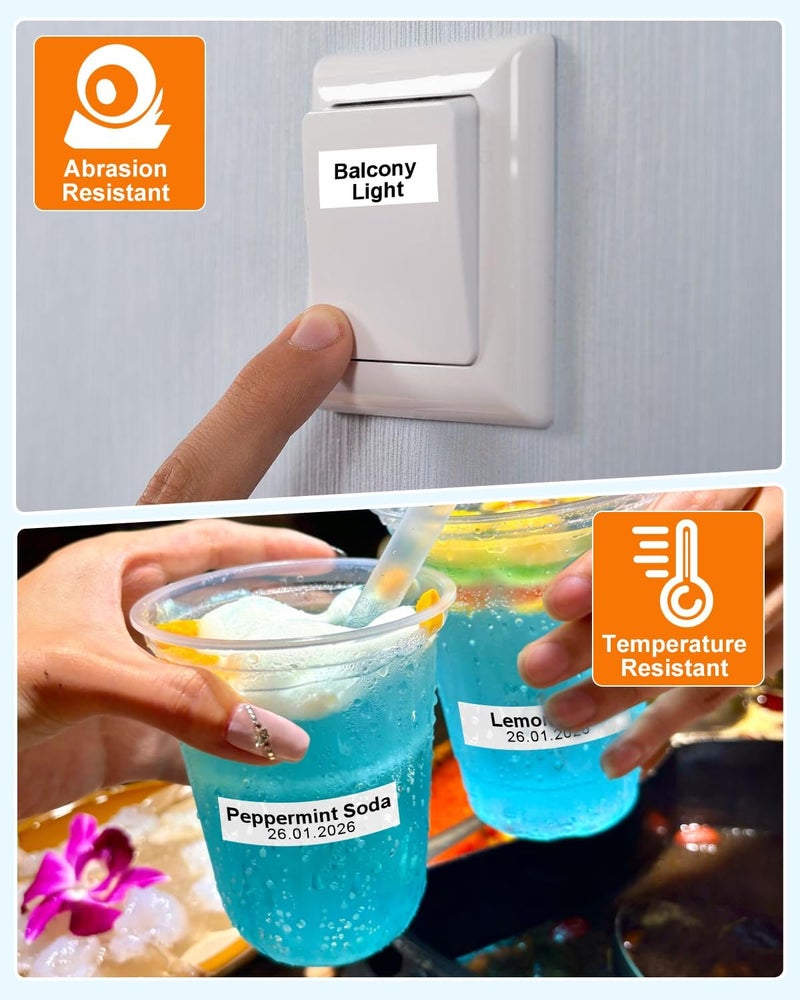 شريط تسمية PTouch أبيض مصفح مقاس 18 مم 0.7 بوصة بديل لـ Brother TZe-241 | TZe241 مقاس 3/4 بوصة شريط آلة التسمية، شريط TZe TZ يعمل مع Brother P-Touch D600 D610BT P710BT، أسود على أبيض، 26.2 قدم (8 متر)، عبوة من 6 قطع - Image 5