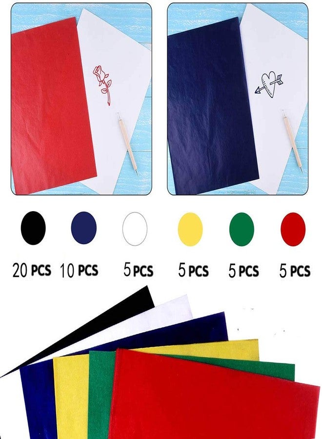 Yesallwas 50 Sheets A4 Multicolor Carbon Transfer Paper,Tracing Paper Carbon Copy Paper for Wood, Paper, Canvas and Other Art Surfaces with 1 Pieces Double Ended Tracing Stylus - Image 2