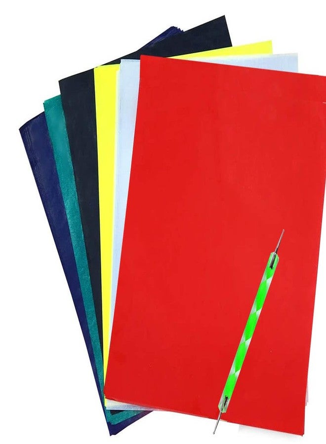 Yesallwas 50 Sheets A4 Multicolor Carbon Transfer Paper,Tracing Paper Carbon Copy Paper for Wood, Paper, Canvas and Other Art Surfaces with 1 Pieces Double Ended Tracing Stylus - Image 1