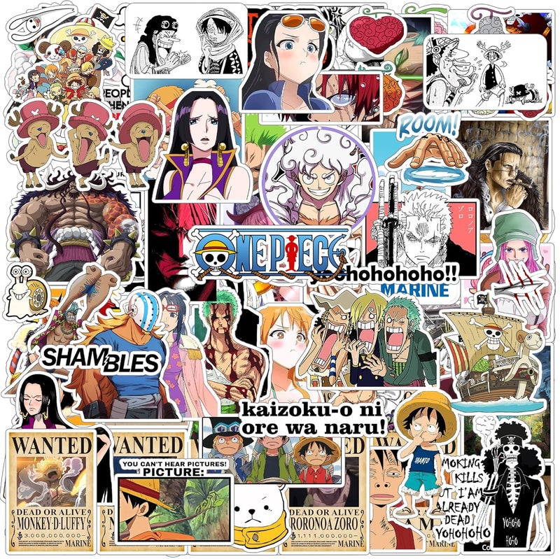 Thepaper9store Vinyl Pack of 85+ One Piece Stickers for Laptop, Phone Case, Guitar, Bike, Pc, Scrapbook etc. Waterproof Glossy Laminated Residue Free Anime Stickers, self-adhesive, 6 cm - Image 1