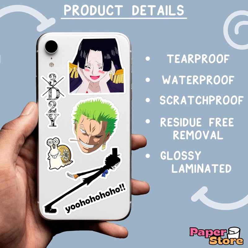 Thepaper9store Vinyl Pack of 85+ One Piece Stickers for Laptop, Phone Case, Guitar, Bike, Pc, Scrapbook etc. Waterproof Glossy Laminated Residue Free Anime Stickers, self-adhesive, 6 cm - Image 3