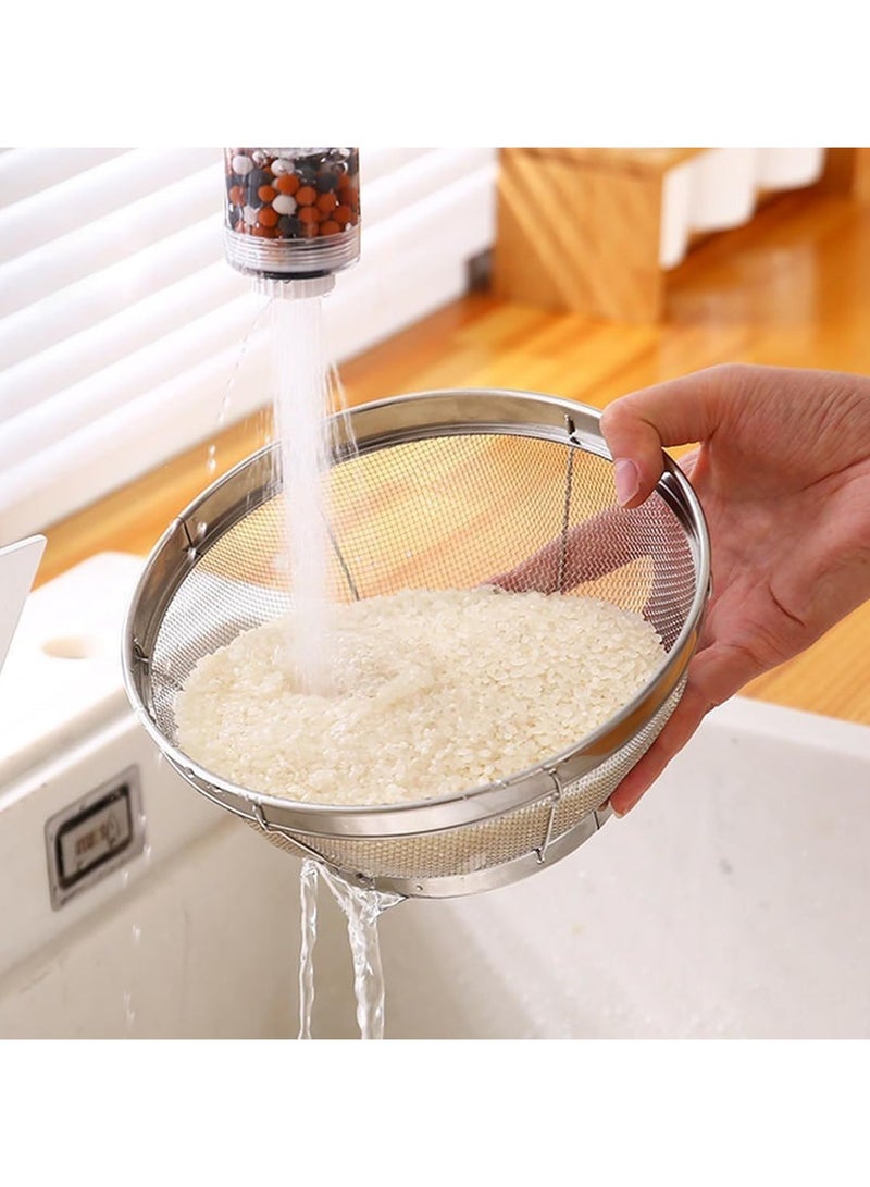 2 Pcs Vegetable Basket Strainer Silver ,Fine Mesh Strainer for Kitchen, tainless Steel Colander Bowl for Pasta, Rice, Fruit, Metal Net Baskets with Resting Base - Strain, Drain, Rinse(21cm And 24cm)  - Image 2