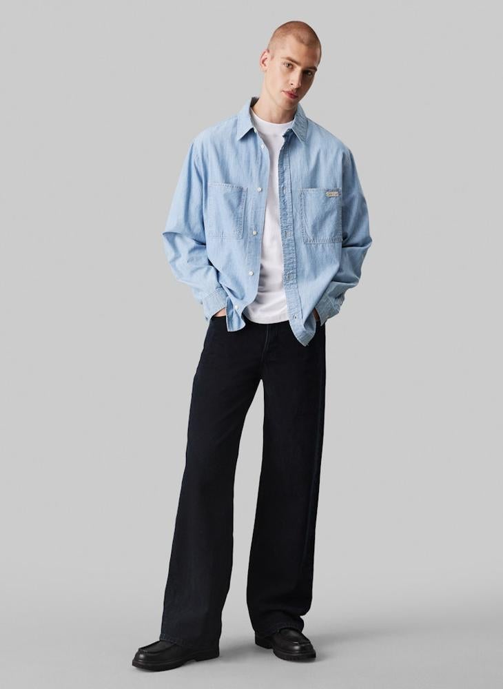 Calvin Klein Jeans Regular Fit Pocket Detail Chambray Shirt  - Image 4