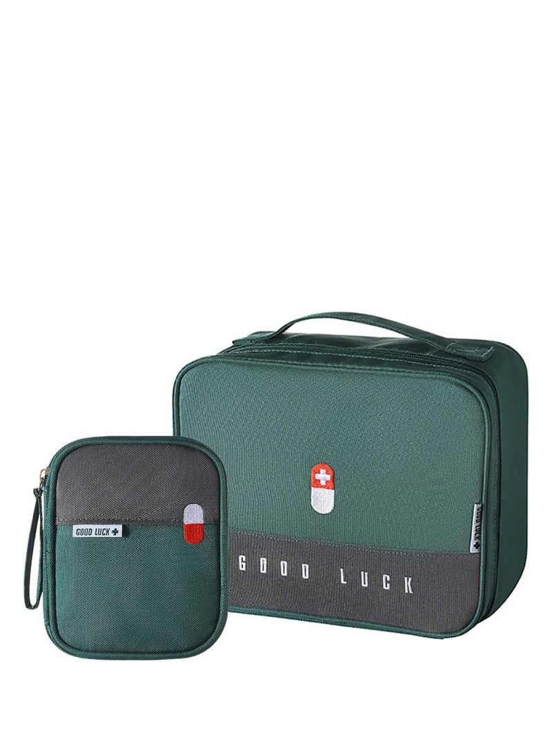 FengSVMA 2 Size Empty First Aid Bags with Small Medical Pouch, Insulated Survival Medicine Bag, Portable Medication Travel Carrying Case with Handle for Car Home Camping Office Workplace - Image 1