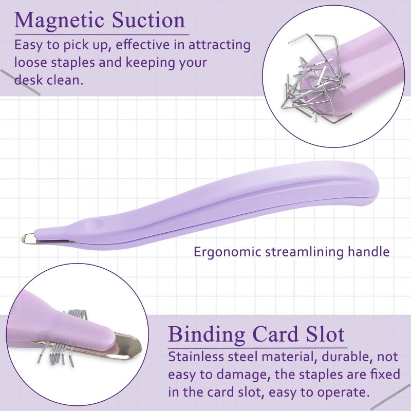 YOLCAR Professional Staple Remover Tool, Magnetic Tip Design Facilitates Collection of Staples, Staple Remover Stick for Home, School, and Office, Purple - Image 3