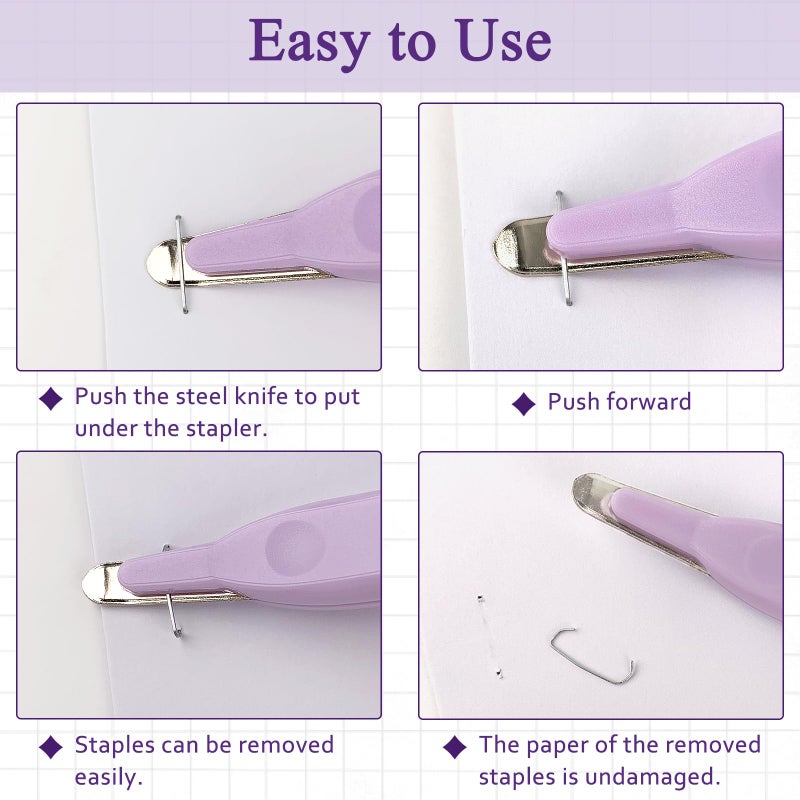 YOLCAR Professional Staple Remover Tool, Magnetic Tip Design Facilitates Collection of Staples, Staple Remover Stick for Home, School, and Office, Purple - Image 4