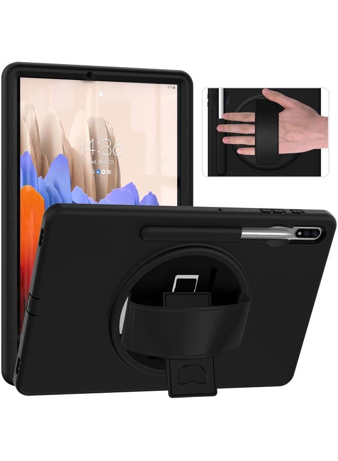 اس-توب جراب لهاتف Samsung Galaxy Tab S8+ / Tab S8 Plus / Tab S7 FE / Tab S7+ SM-T970، جراب واقٍ قابل للدوران 360 درجة مصنوع من البولي كربونات والبولي يوريثين الحراري مع حامل وحزام يد وفتحة للقلم - Image 1