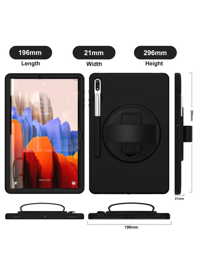 اس-توب جراب لهاتف Samsung Galaxy Tab S8+ / Tab S8 Plus / Tab S7 FE / Tab S7+ SM-T970، جراب واقٍ قابل للدوران 360 درجة مصنوع من البولي كربونات والبولي يوريثين الحراري مع حامل وحزام يد وفتحة للقلم - Image 2
