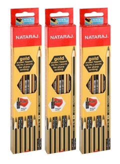 NATARAJ 3-Pack Gold HB Graphite Pencils With Rubber Tips  - Image 1