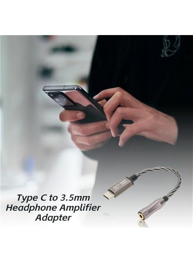 Type C to 3.5mm Headphone Amplifier Adapter, Cs43131 High Performance Chip, Can Be Connected to Your for Android Phone Via USB‑c. Connect Your Pc, Laptop Directly or Via a USB Adapter(Cool Grey) - Image 2