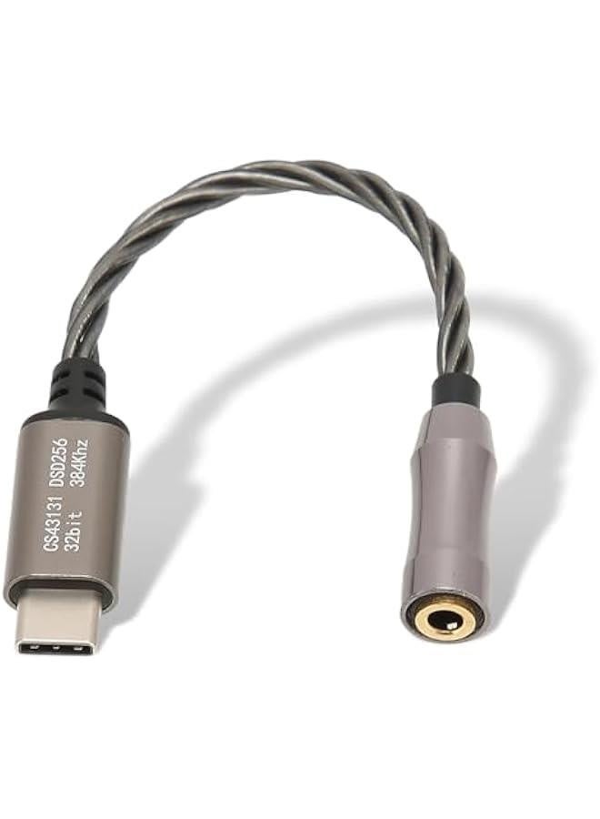 Type C to 3.5mm Headphone Amplifier Adapter, Cs43131 High Performance Chip, Can Be Connected to Your for Android Phone Via USB‑c. Connect Your Pc, Laptop Directly or Via a USB Adapter(Cool Grey) - Image 1