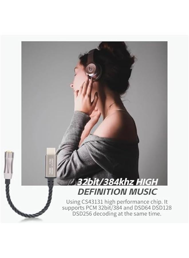 Type C to 3.5mm Headphone Amplifier Adapter, Cs43131 High Performance Chip, Can Be Connected to Your for Android Phone Via USB‑c. Connect Your Pc, Laptop Directly or Via a USB Adapter(Cool Grey) - Image 5