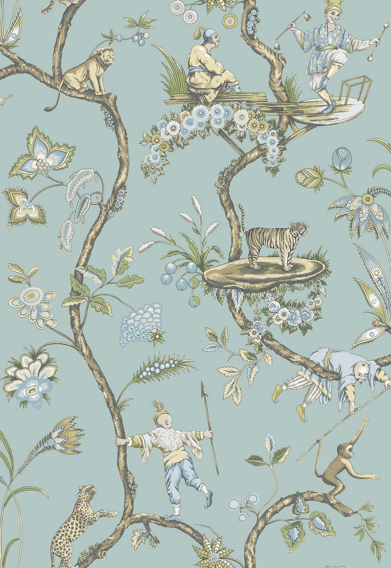 NuWallpaper x Scalamandre Blue Robin Egg Chinoise Exotique Self Adhesive Wallpaper SCS3846