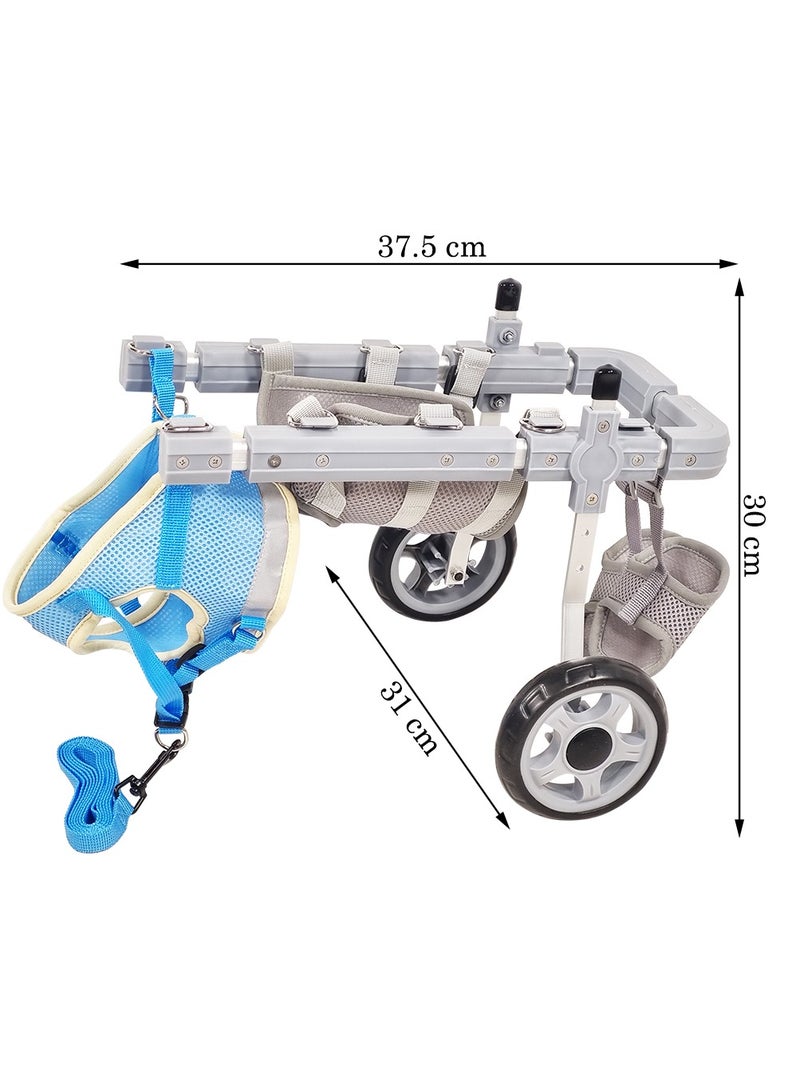 MAJIBAO Dog wheelchair for back legs, Pet mobility aid for disabled and Injured dogs, Adjustable dog wheelchair with Two back wheels, Abdominal support, and Harness, Ideal for small dogs 37.5 cm S (Grey) - Image 2