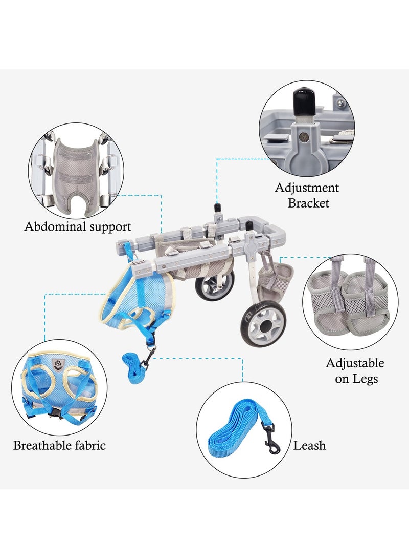 MAJIBAO Dog wheelchair for back legs, Pet mobility aid for disabled and Injured dogs, Adjustable dog wheelchair with Two back wheels, Abdominal support, and Harness, Ideal for small dogs 37.5 cm S (Grey) - Image 3