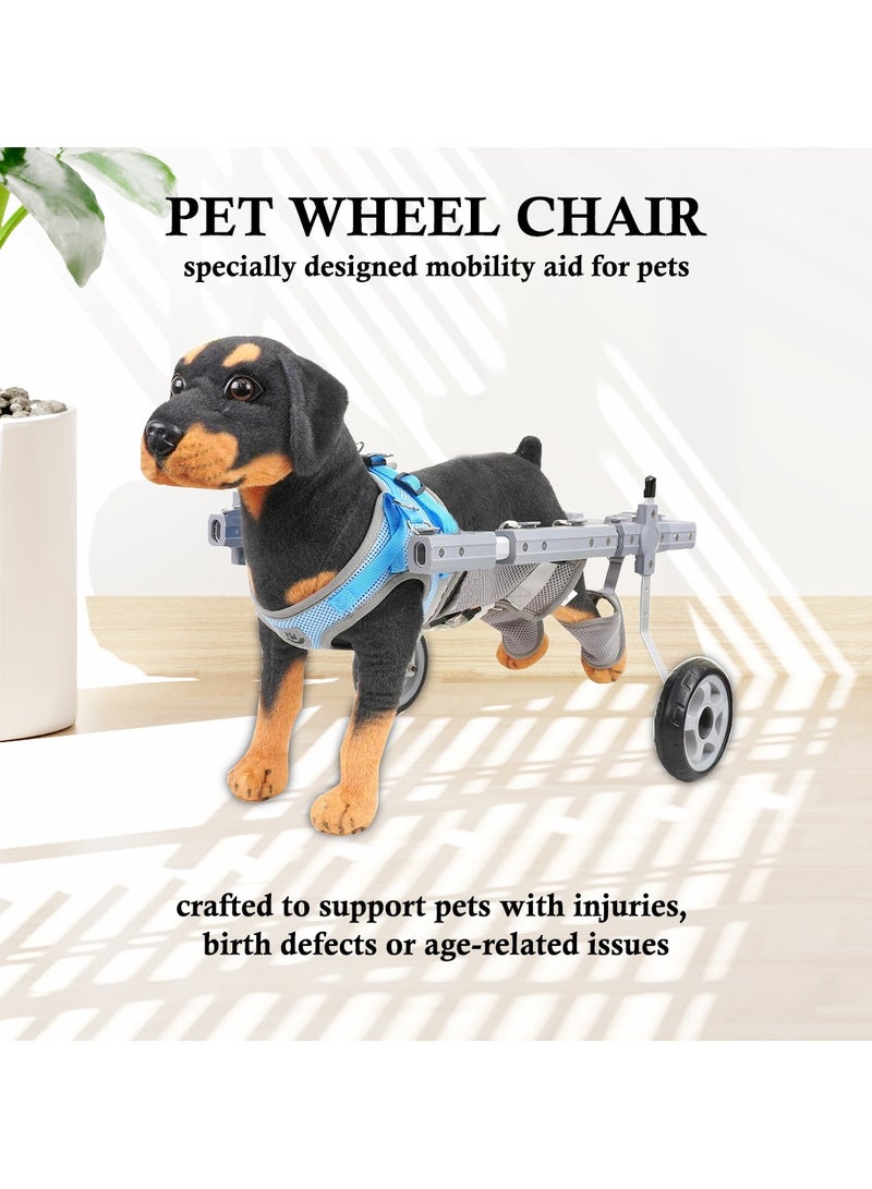 MAJIBAO Dog wheelchair for back legs, Pet mobility aid for disabled and Injured dogs, Adjustable dog wheelchair with Two back wheels, Abdominal support, and Harness, Ideal for small dogs 37.5 cm S (Grey) - Image 5