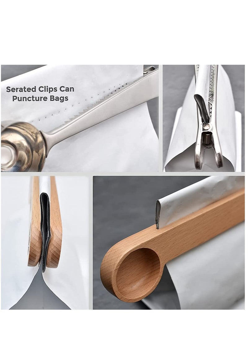 Excefore Wooden Coffee Scoop and Bag Clip, Measure Spoon 2-In-1 Bags Sealer Measuring Spoon for Beans, Espresso Coffee, Tea  - Image 5