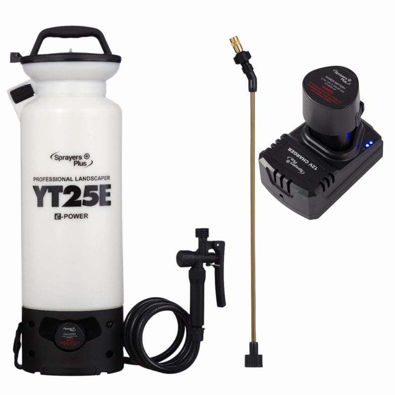 Sprayers Plus YT25E 2 Gallon Battery Powered Sprayer in Lawn and Garden - 12V Lithium-ion with Viton Seals & O-Ring, Brass Wand & Nozzle & Shoulder Strap, Yard Sprayer, Lawn Care - Image 1