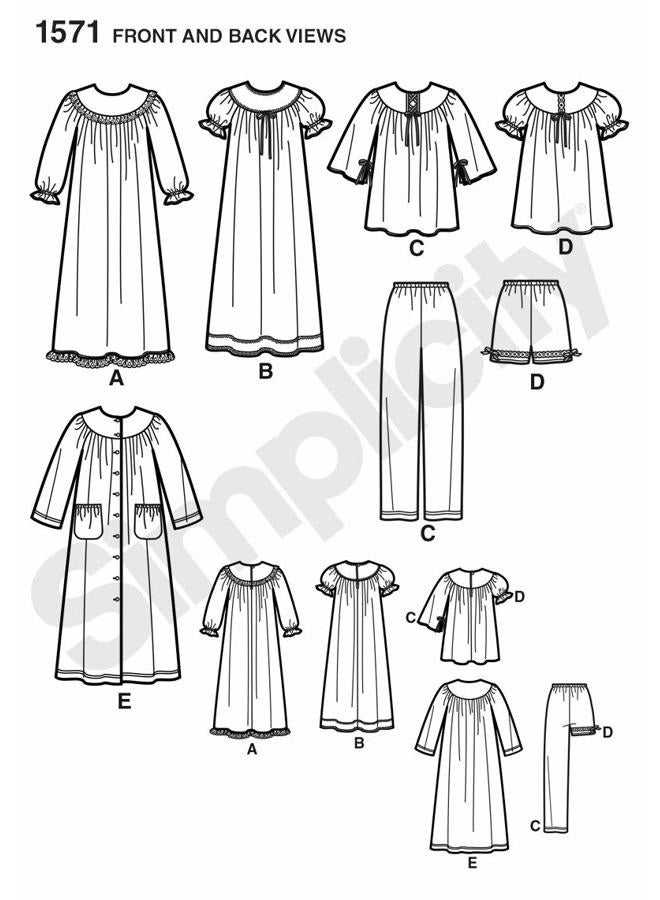 Simplicity 1571 Girl's Top, Pants, and Nightgown Sewing Patterns, Sizes 7-14 - Image 3