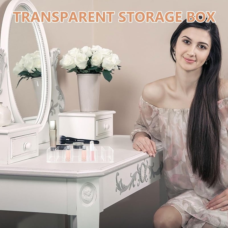 حامل لوحات المكياج وحاوية مستحضرات التجميل من Mipcase، قطعتان، منظم مستحضرات تجميل بـ 8 حجرات لتخزين ظلال العيون وأحمر الخدود، عرض على سطح المنضدة للاستخدام على طاولة الزينة - Image 4