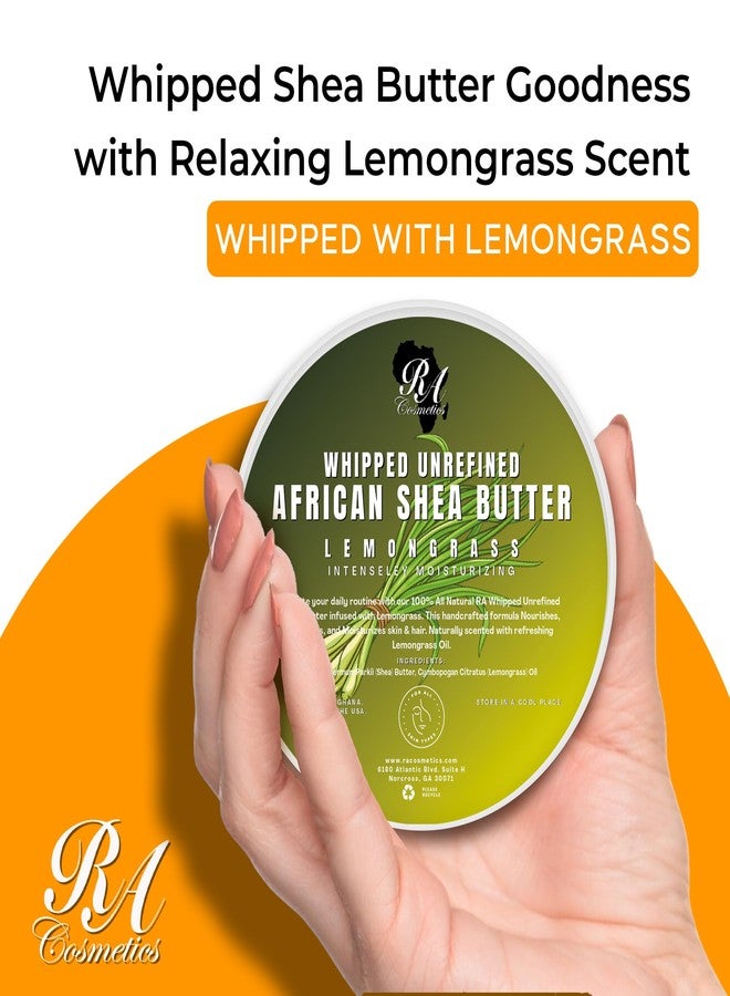 RA COSMETICS Whipped Shea Butter Lemongrass - 100% Pure and Natural African Shea Butter - Handcrafted Moisturizer with Essential Vitamins for Radiant Skin and Luscious Hair - 12oz Jar - Image 2