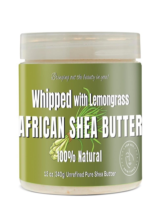 RA COSMETICS Whipped Shea Butter Lemongrass - 100% Pure and Natural African Shea Butter - Handcrafted Moisturizer with Essential Vitamins for Radiant Skin and Luscious Hair - 12oz Jar - Image 1