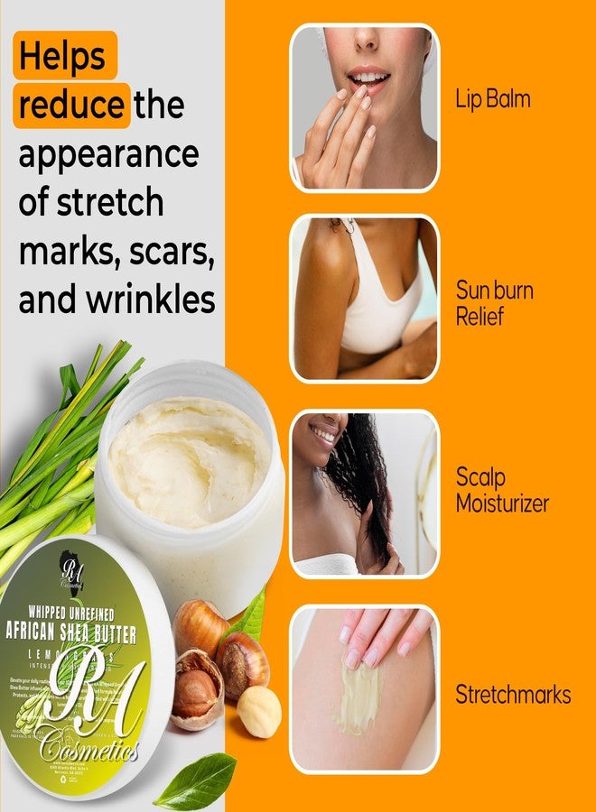 RA COSMETICS Whipped Shea Butter Lemongrass - 100% Pure and Natural African Shea Butter - Handcrafted Moisturizer with Essential Vitamins for Radiant Skin and Luscious Hair - 12oz Jar - Image 5