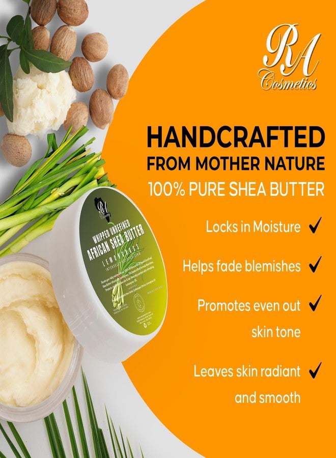 RA COSMETICS Whipped Shea Butter Lemongrass - 100% Pure and Natural African Shea Butter - Handcrafted Moisturizer with Essential Vitamins for Radiant Skin and Luscious Hair - 12oz Jar - Image 3