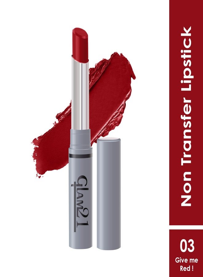 Glam 21 Glam21 Long Lasting Non-Transfer Lipstick|Creamy Matte Formula | Smudge-Free | HD-Colored lips - 2gm|Give Me Red-03 - Image 2