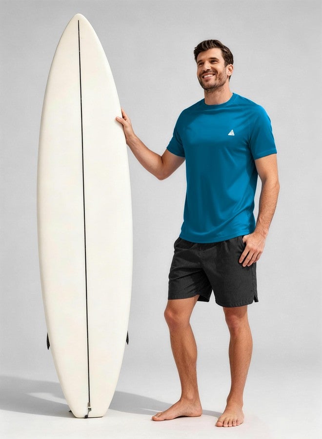 ZITY Men's UPF 50+ Rash Guard Swimwear, Short Sleeve Swim Shirt, Sun Protection UV Shirts for Swimming Fishing Surfing Beach Quick Dry Lightweight Blue XL - Image 5
