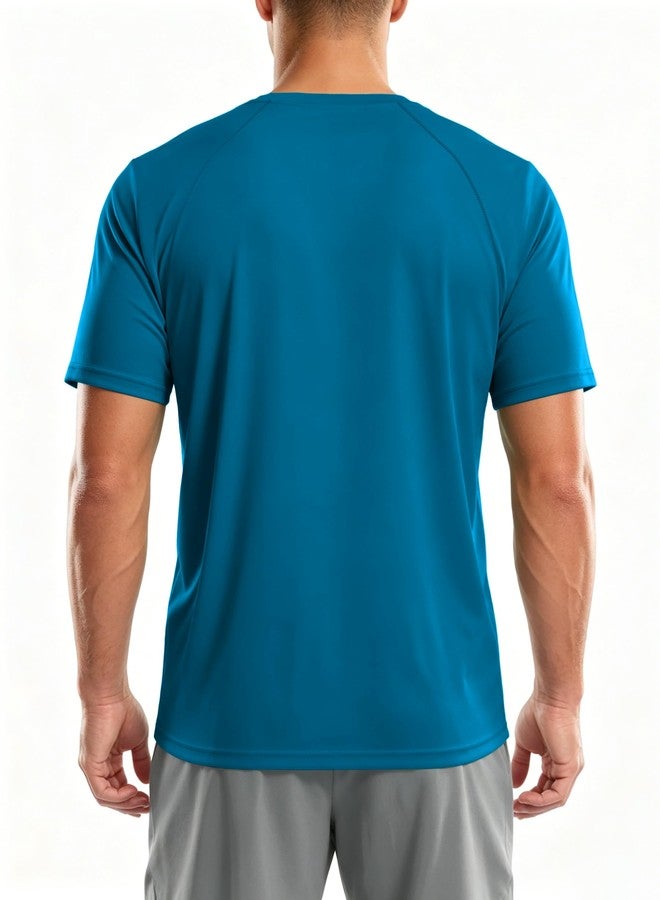 ZITY Men's UPF 50+ Rash Guard Swimwear, Short Sleeve Swim Shirt, Sun Protection UV Shirts for Swimming Fishing Surfing Beach Quick Dry Lightweight Blue XL - Image 2
