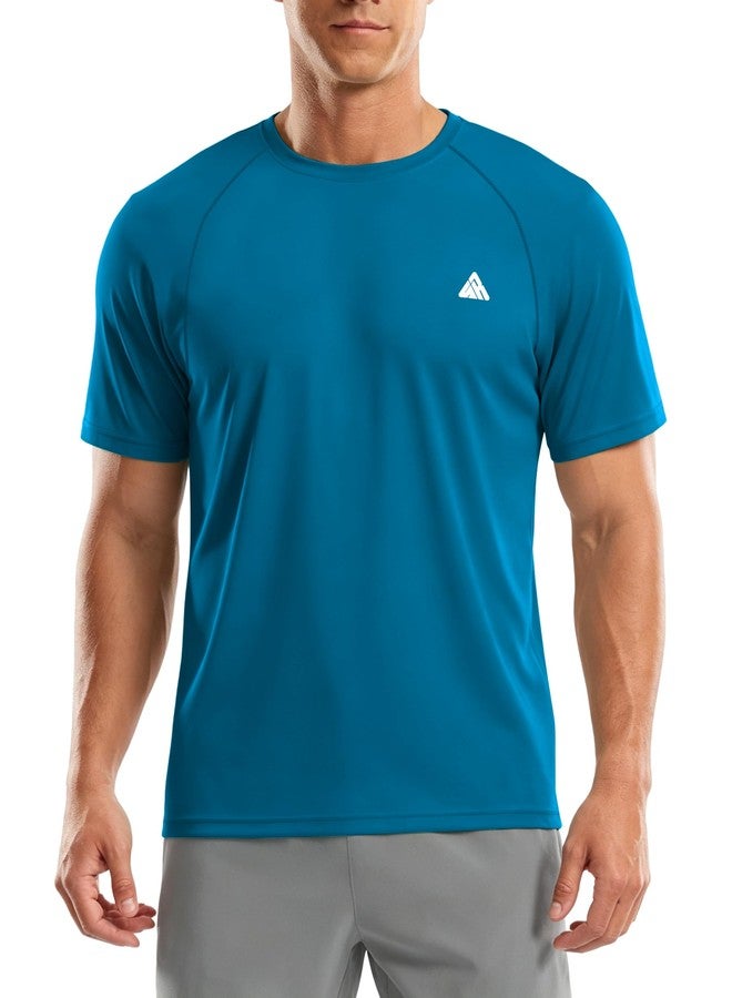 ZITY Men's UPF 50+ Rash Guard Swimwear, Short Sleeve Swim Shirt, Sun Protection UV Shirts for Swimming Fishing Surfing Beach Quick Dry Lightweight Blue XL - Image 1
