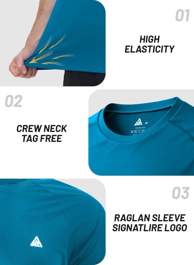 ZITY Men's UPF 50+ Rash Guard Swimwear, Short Sleeve Swim Shirt, Sun Protection UV Shirts for Swimming Fishing Surfing Beach Quick Dry Lightweight Blue XL - Image 4