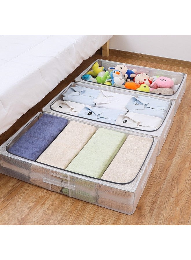 Installation-free Transparent Mesh Steel Frame Storage Box Moisture-proof Foldable Wardrobe Fitting Box Clothes Quilt Storage Box - Image 1