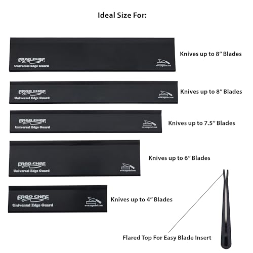 Ergo Chef 5pc Universal Knife Edge Guard Set (Black) Multi-sized / Chef knife, Santoku, Bread, Utility and Paring knives - Image 2