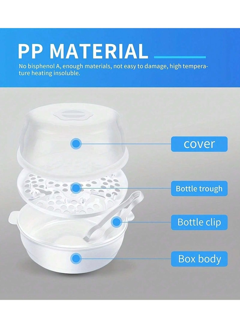 Baby Bottle Steriliser Box, High Temperature Steam Sterilization for Bottles, Teats, Breast Pump Accessories, Microwave Disinfection Box, 99.99% Sterilization in 2 Minutes