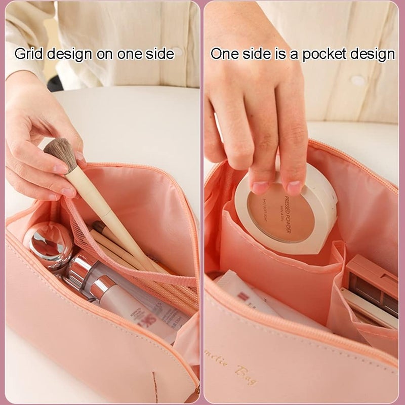 Portable Toiletry Wash Bag, Travel Cosmetic Bags,Beautiful Makeup Bag for Women,Washable, Gift for Girl, 7.1/8.7 inches (Color : Brown, Size : 7.1+8.7 inch) (Brown 8.7 inch(X2)) - Image 3