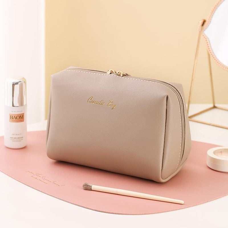 Portable Toiletry Wash Bag, Travel Cosmetic Bags,Beautiful Makeup Bag for Women,Washable, Gift for Girl, 7.1/8.7 inches (Color : Brown, Size : 7.1+8.7 inch) (Brown 8.7 inch(X2)) - Image 2