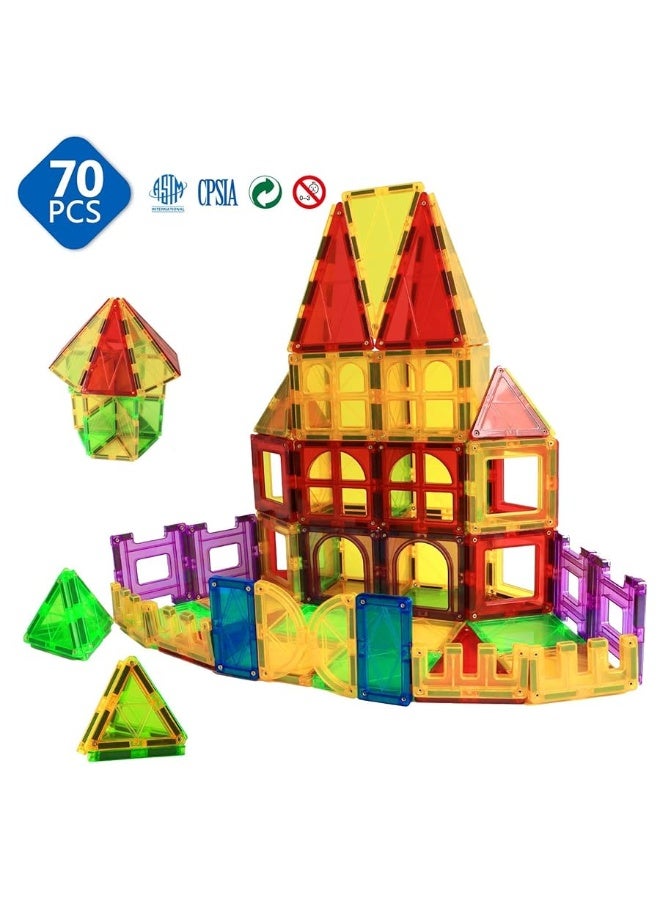Magblock Magnetic Blocks - Magnetic Toys for Toddlers Kids Magnetic Building Blocks Preschool Magnet Set Magnetic Stem Toys 70 Pieces - Image 5