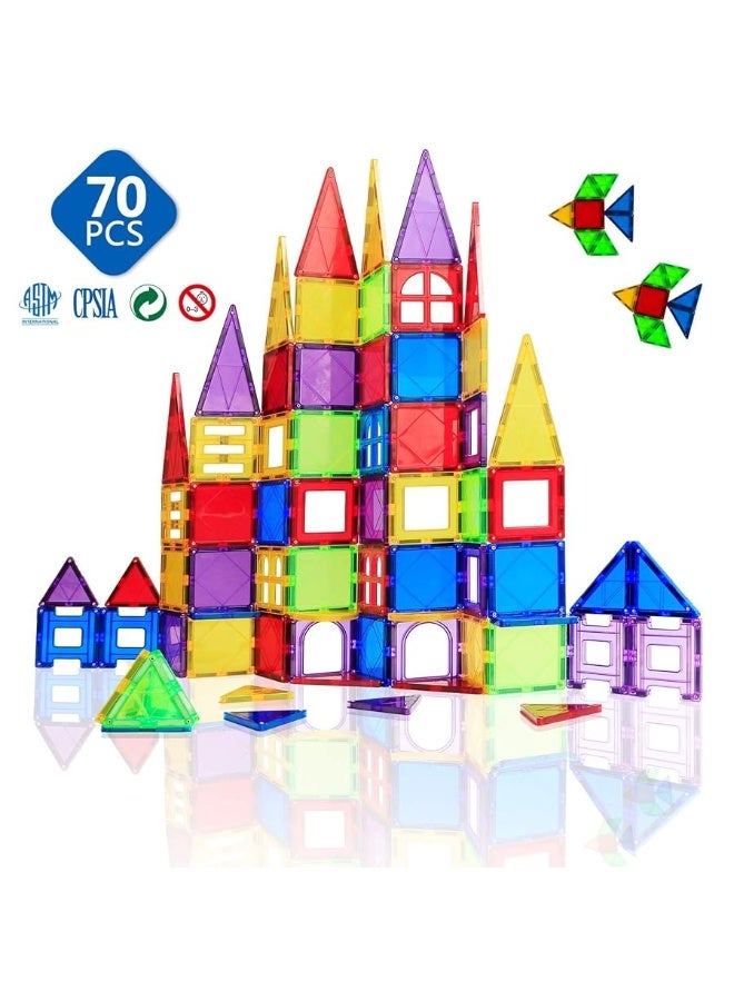 Magblock Magnetic Blocks - Magnetic Toys for Toddlers Kids Magnetic Building Blocks Preschool Magnet Set Magnetic Stem Toys 70 Pieces - Image 2