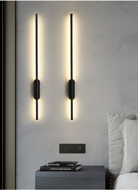 Two-Pack Modern Simple One-Word Long Wall Lamp Black LED Two-Color Atmosphere Light Background Decorative Lamp Remote Control Suitable For Living Room And Bedroom