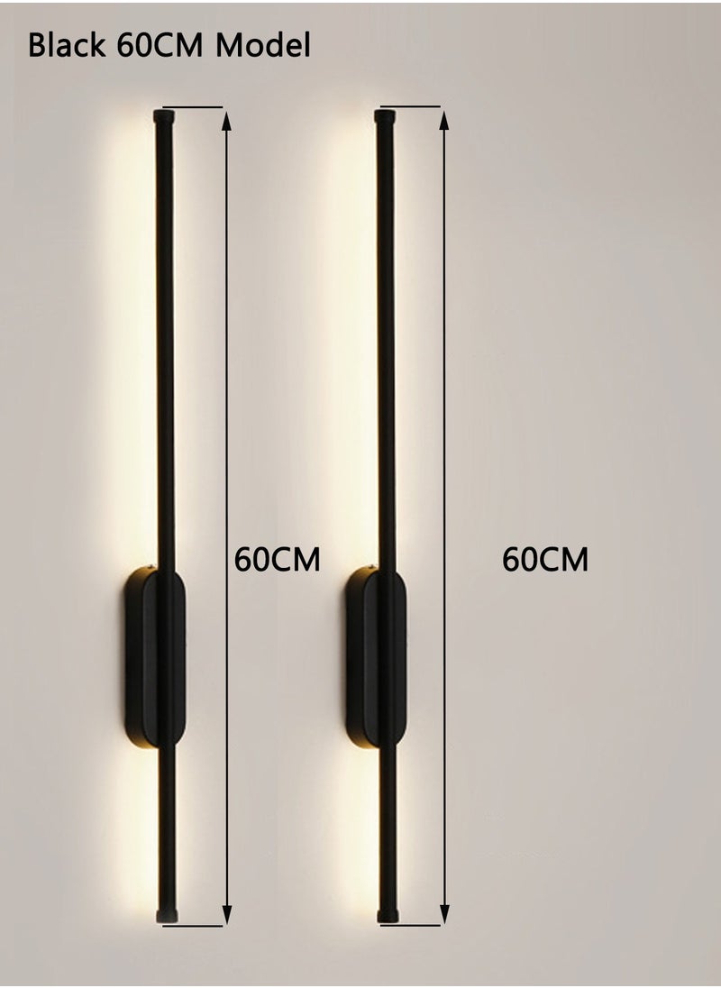 Two-Pack Modern Simple One-Word Long Wall Lamp Black LED Two-Color Atmosphere Light Background Decorative Lamp Remote Control Suitable For Living Room And Bedroom
